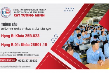 THÔNG BÁO KIỂM TRA HOÀN THÀNH KHÓA ĐÀO TẠO NGÀY 16-01-2025